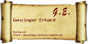 Genzinger Erhard névjegykártya